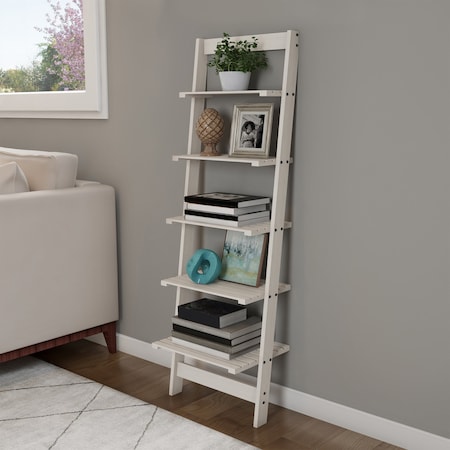Hastings Home 5-Tier Ladder-Style Bookcase, White 566695HAC